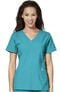 Women's Stylized V-Neck Solid Scrub Top, , large