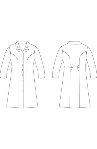 Women's Long Sleeve Embroidered Collar Scrub Dress