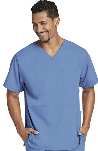 Clearance Men's Paneled V-Neck Solid Scrub Top