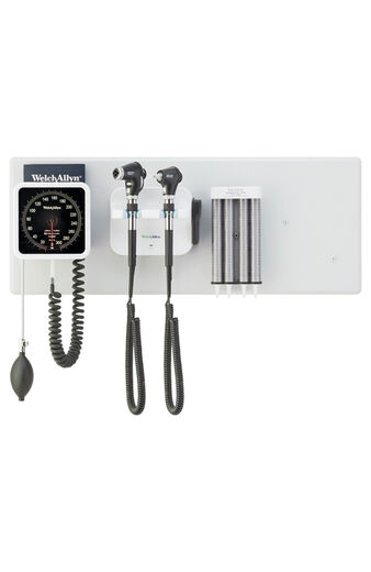 777 Wall System with PanOptic Plus LED Ophthalmoscope, MacroView Plus LED Otoscope for iExaminer, Bp Aneroid and Ear Specula Dispenser