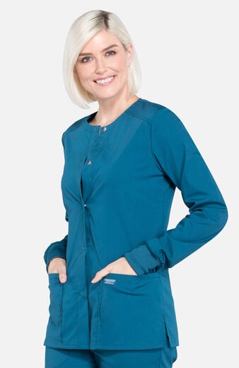 Women's Snap Front Warm-Up Solid Scrub Jacket Women's Snap Front Warm-Up Solid Scrub Jacket