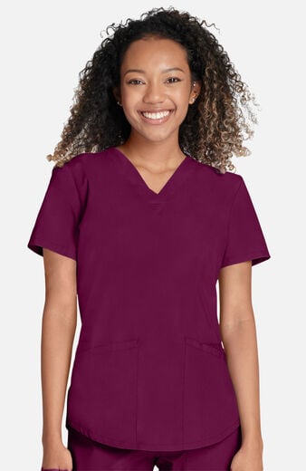 Women's 4-Pocket Shirttail V-Neck Scrub Top Women's 4-Pocket Shirttail V-Neck Scrub Top