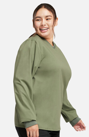 Clearance Unisex Long Sleeve Crew Neck Solid Scrub Top, , large