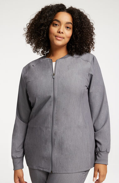 Women's Warm-Up Solid Scrub Jacket, , large