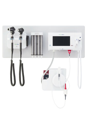 Clearance 777 Wall System For Connex Spot Monitor with PanOptic Plus LED Ophthalmoscope, MacroView Plus LED Otoscope for iExaminer and Ear Specula Dispenser