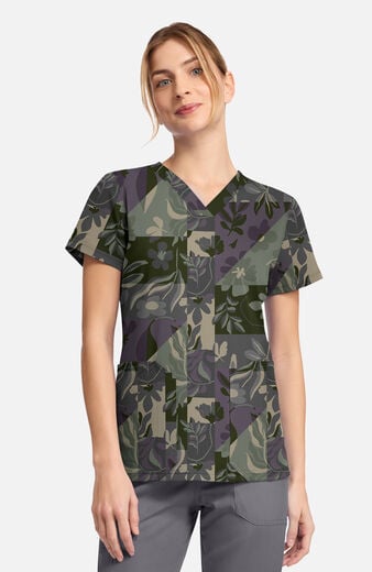Women's Floral Geo Print Scrub Top Women's Floral Geo Print Scrub Top