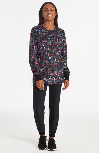 Women's Snap Front Nurse Power Print Scrub Jacket Women's Snap Front Nurse Power Print Scrub Jacket