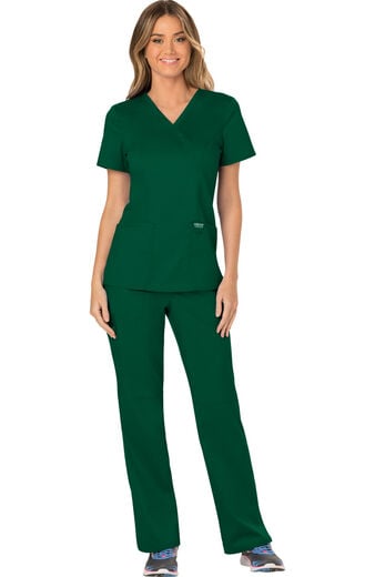Women's Scrub Set: Shaped 3-Pocket Mock Wrap Top & Elastic Waist Cargo Pocket Pant Women's Scrub Set: Shaped 3-Pocket Mock Wrap Top & Elastic Waist Cargo Pocket Pant