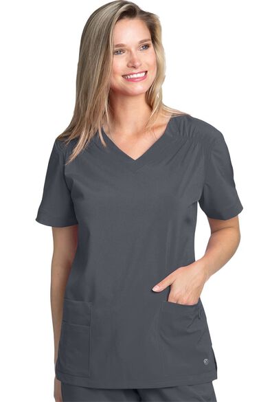 Clearance Women's Ruched Solid Scrub Top, , large