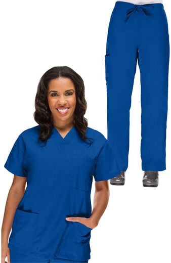 Women's Scrub Set: V-Neck Top & Drawstring Cargo Pant Women's Scrub Set: V-Neck Top & Drawstring Cargo Pant