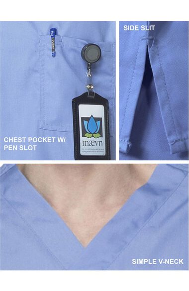 Clearance Unisex V-Neck 1 Pocket Solid Scrub Top, , large