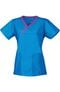 Clearance Women's Y-Neck Mock Wrap Solid Scrub Top, , large