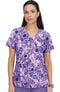 Clearance Women's Early Energy Watercolor Botanical Wisteria Print Scrub Top, , large