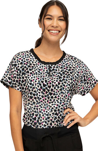 Clearance Women's Forever Wild At Heart Print Scrub Top
