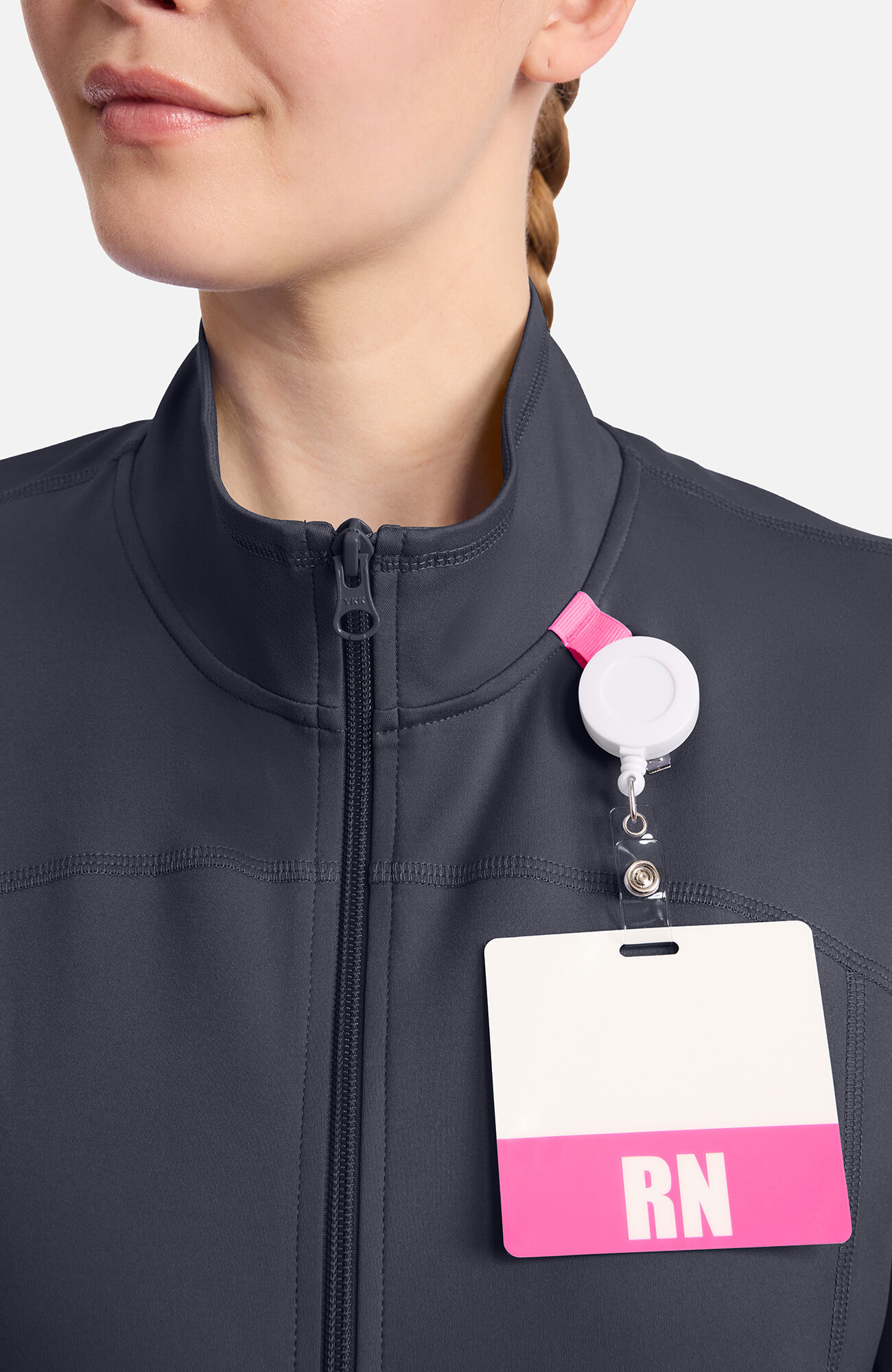 Women's Warm Knit Zip Front Scrub Jacket, PWT Pewter | pewter, large