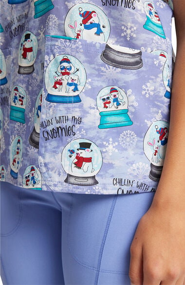 Clearance Women's Chillin' Snowmies Print Scrub Top, , large