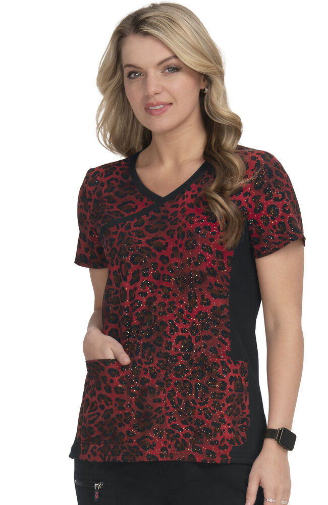 Women s Raquel Holiday Cheetah Print Scrub Top
