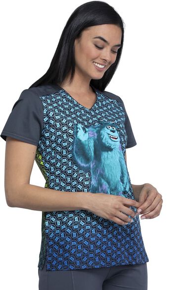Clearance Women's Monsters, Inc. Print Scrub Top, , large