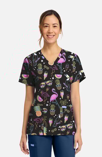 Women's Downtown Tropical Print Scrub Top Women's Downtown Tropical Print Scrub Top