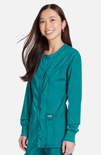 Women's Snap Front Crew Neck Scrub Jacket Women's Snap Front Crew Neck Scrub Jacket