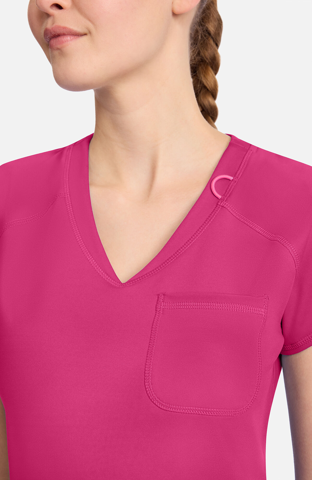 Women's Knit Raglan V-Neck Scrub Top, , large