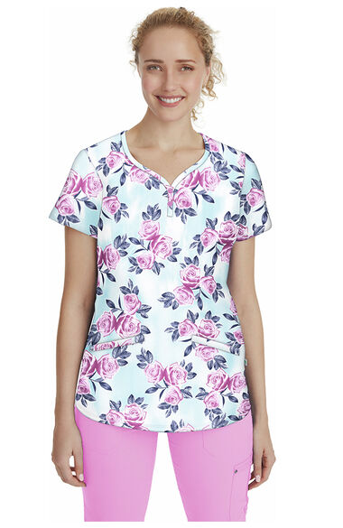 Clearance Women's Isabel Scent Of A Rose Print Scrub Top, , large