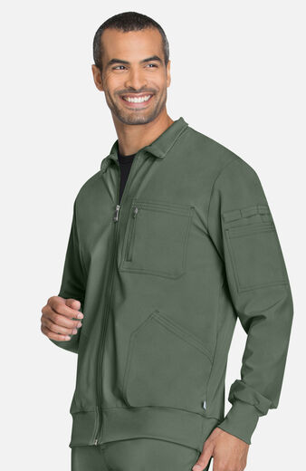 Men's Zip Front Warm-Up Solid Scrub Jacket