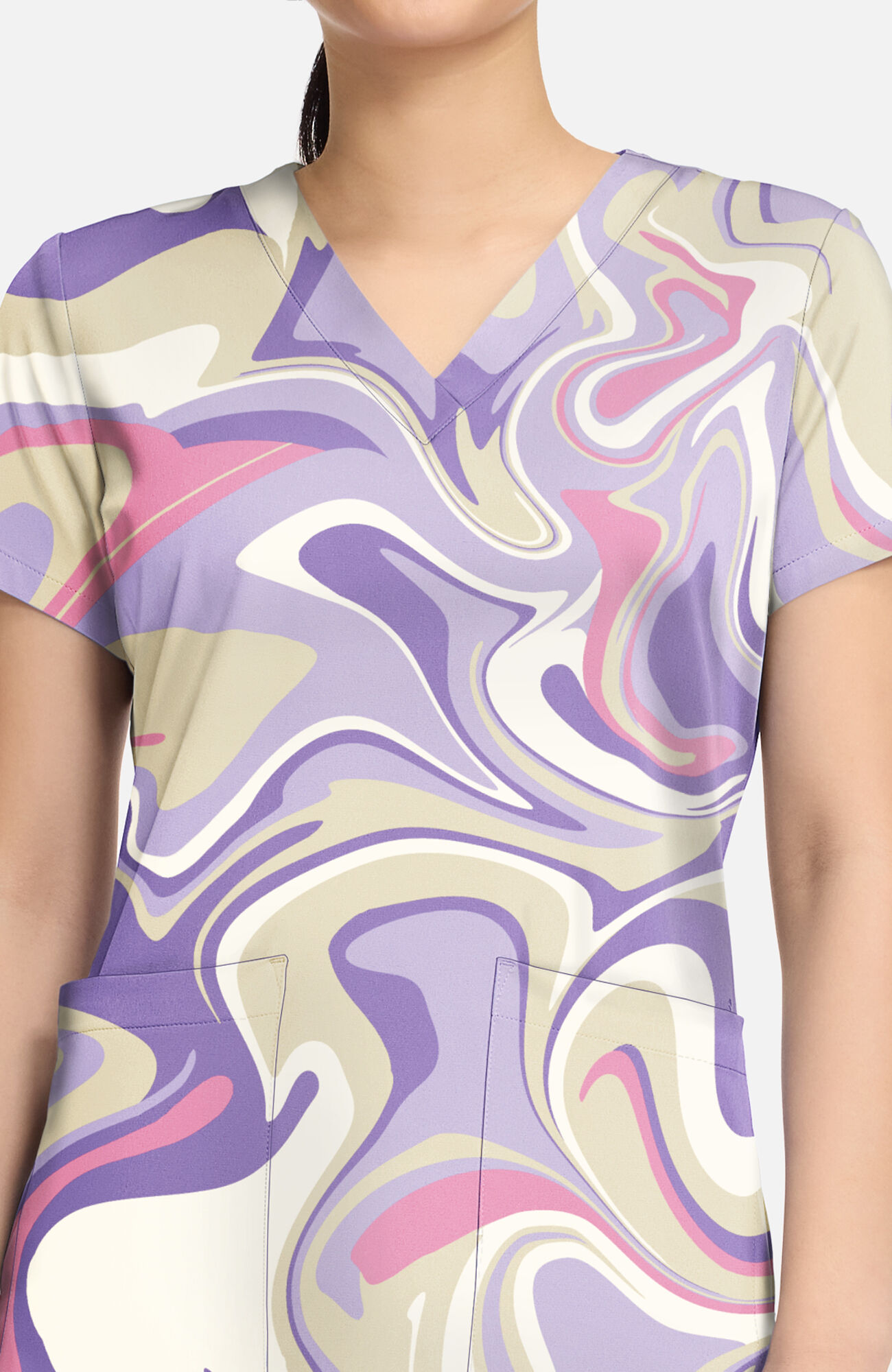 Women's Vicky Sporty Marble Print Scrub Top, , large