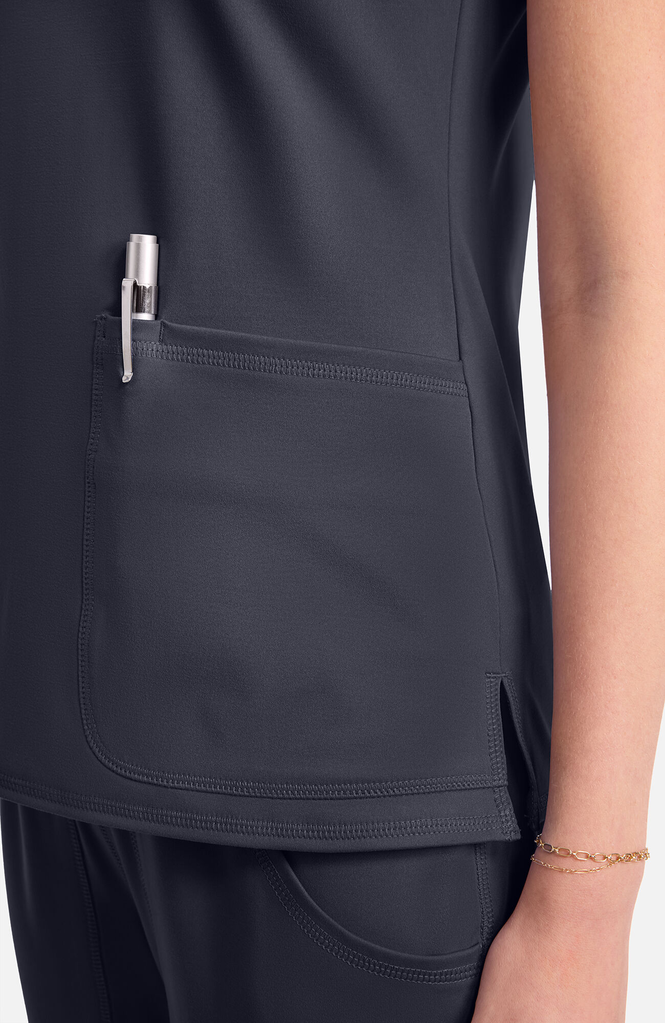 Women's Knit Raglan V-Neck Scrub Top, PWT Pewter | pewter, large