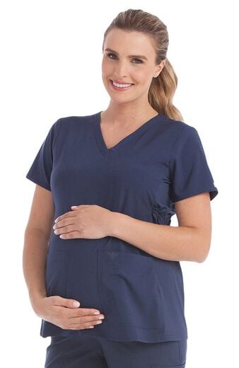 Clearance Women's Maternity 4 Way Stretch V-Neck Solid Scrub Top