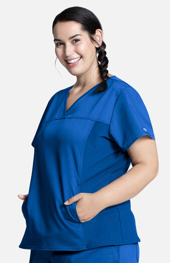 Women's Knit Panel Solid Scrub Top Women's Knit Panel Solid Scrub Top