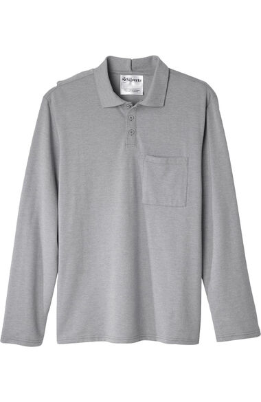 Men's Open Back Long Sleeve Polo Shirt, , large