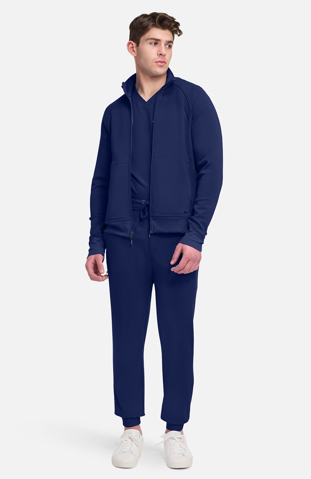 Men's Zip Front Raglan Knit Scrub Jacket