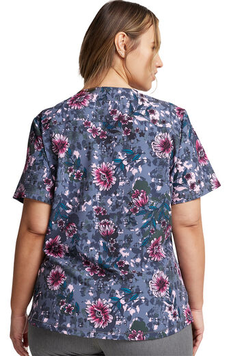 Clearance Women's V-Neck Florget About It Print Scrub Top