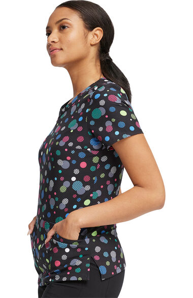 Women's Checker Dots Print Scrub Top, , large
