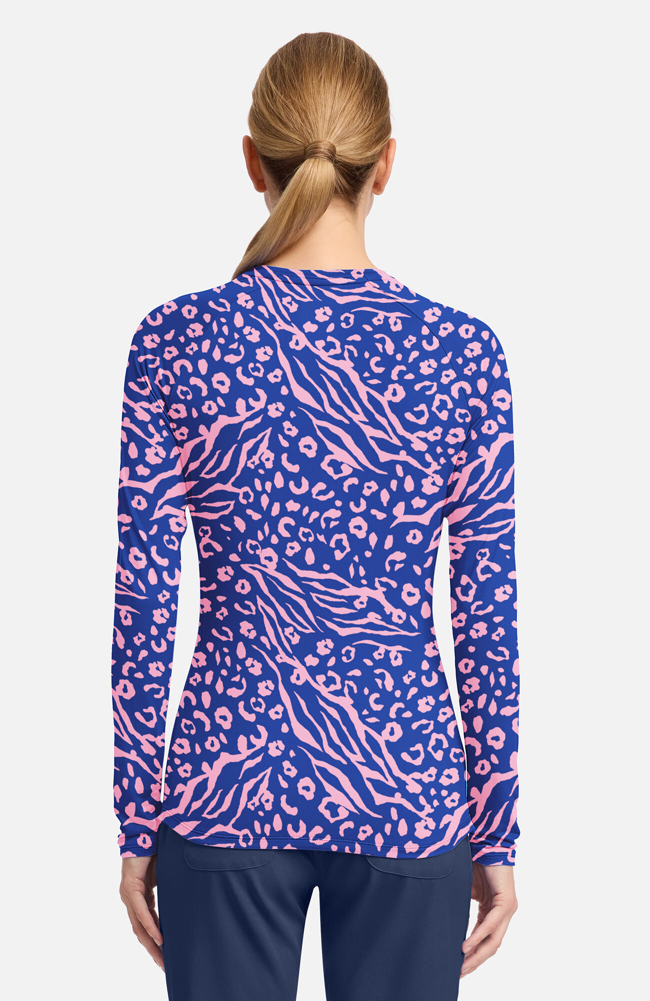 Women's Two Tone Skin Print Long Sleeve Underscrub, , large