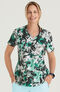 Women's Comfort V-Neck Morning Blossom Print Scrub Top, , large