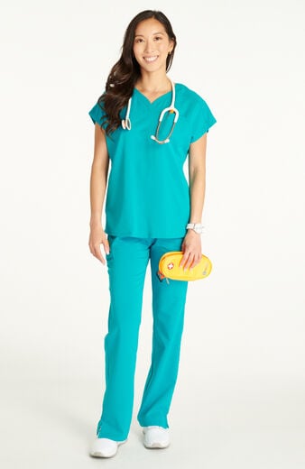 Women's Scrub Set: V-Neck Top & Mid-Rise Pant Women's Scrub Set: V-Neck Top & Mid-Rise Pant