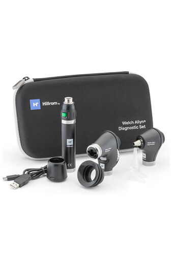 Clearance 3.5 V Diagnostic Set with PanOptic Basic LED Ophthalmoscope, MacroView Basic LED Otoscope, One Lithium Ion Rechargeable Power Handle and Hard Carrying Case