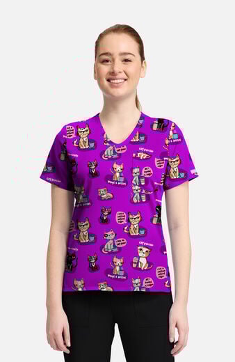 Women's Coffee Talk Print Scrub Top Women's Coffee Talk Print Scrub Top