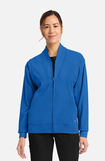 Women's 2-Pocket Shawl Collar Warm Up Scrub Jacket Women's 2-Pocket Shawl Collar Warm Up Scrub Jacket