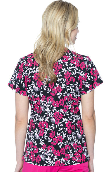 Clearance Women's Vicky Pink Flower Power Print Scrub Top, , large