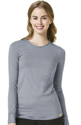 Clearance Women's Silky Long Sleeve Stripe Print Underscrub T-Shirt