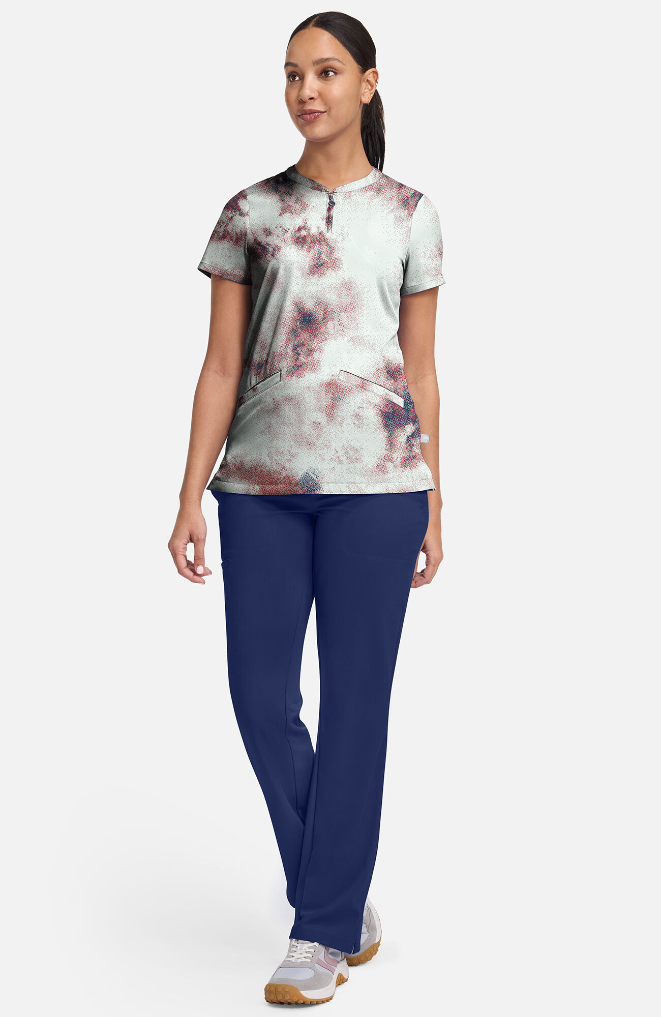 Women's Ivy Soft Fractures Print Scrub Top, , large