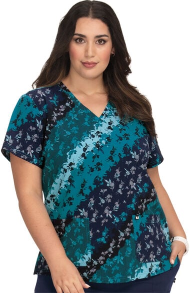 Clearance Women's Early Energy Bias Floral Print Scrub Top, , large