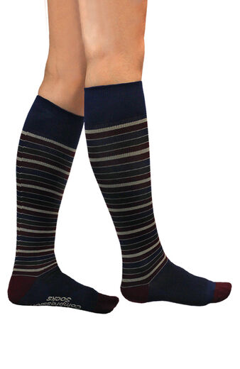 Clearance About The Nurse Unisex Knee High 20-30 mmHg Navy Stripe Print Compression Sock