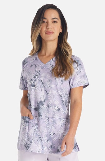 Women's Tropic Distress Print Scrub Top Women's Tropic Distress Print Scrub Top