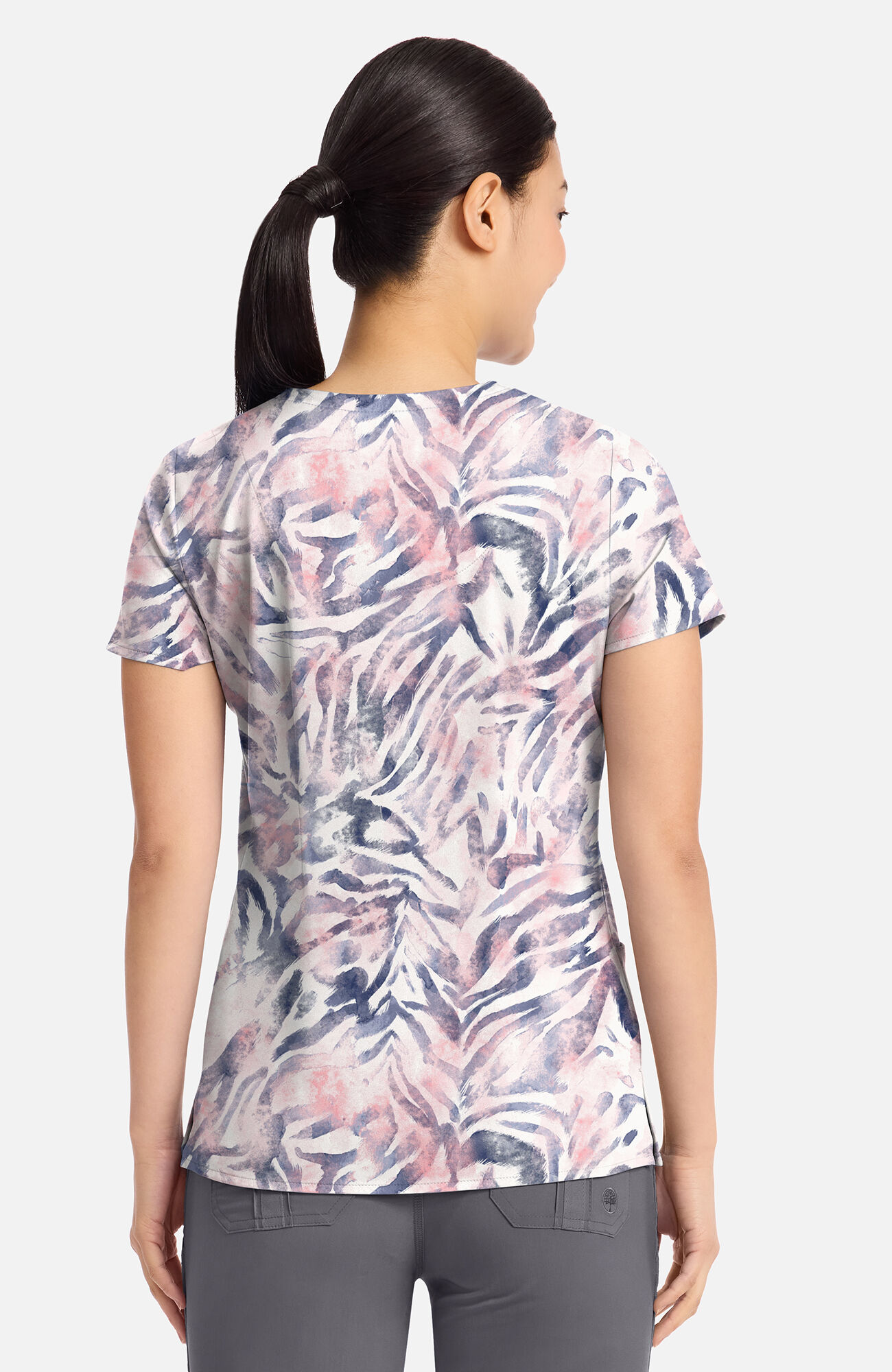 Women's Amanda Serene Safari Print Scrub Top, , large
