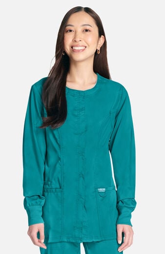 Women's Snap Front Crew Neck Scrub Jacket Women's Snap Front Crew Neck Scrub Jacket