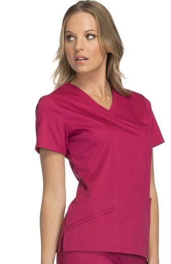 Clearance Women's Two Pockets V-Neck Solid Scrub Top
